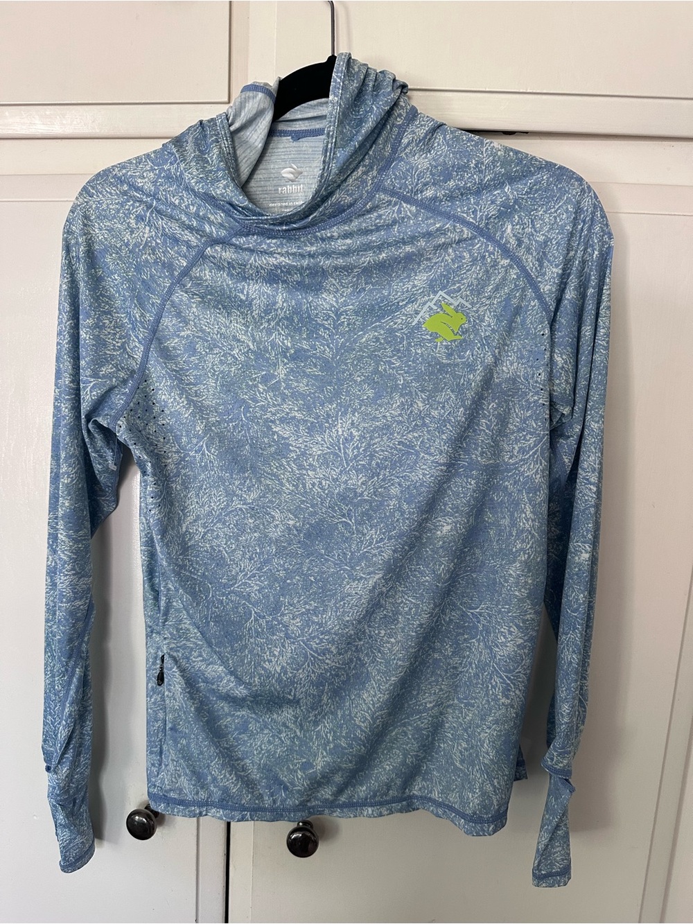 Rabbit Hooded Pullover in Light Blue Marble